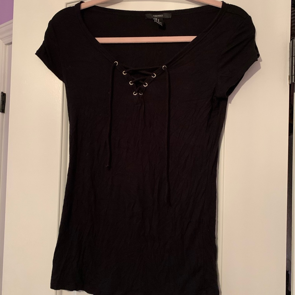 Black top with criss cross